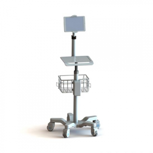 Height adjustable ventilator trolley with iPad stand